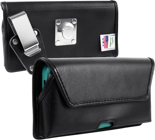 Miniatura 6 de Turtleback Clip para cinturón para iPhone 16 Pro, 16e, 15 Pro 14 Pro 13 Pro - Mediano. Se adapta con fundas estilo viajero a prueba de golpes, cuero