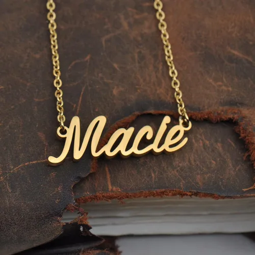 Miniatura 3 de HUAN XUN Collares con nombre personalizados para mujer, collares de acero inoxidable con inicial personalizada, joyería colgante para Navidad