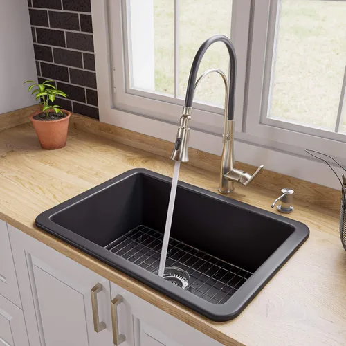 ALFI brand ABF2718UD-BM - Fregadero de cocina, negro mate