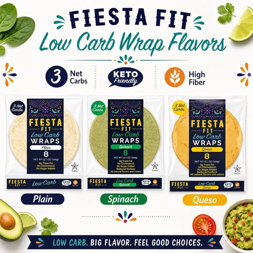 Miniatura 5 de Fiesta Fit Envolturas lisas bajas en carbohidratos (3 paquetes)