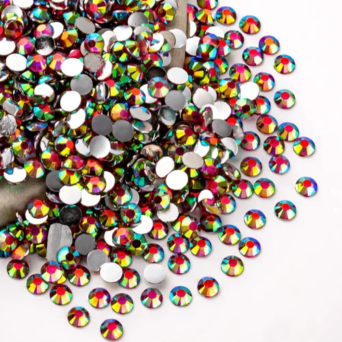Miniatura 20 de Diamantes de imitación AB verdes a granel, 5000 piezas de diamantes de imitación de fondo plano redondos de gelatina AB sin fijación térmica, gemas