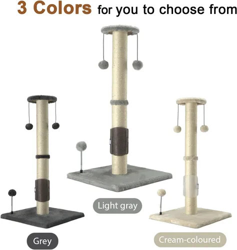 Miniatura 7 de PEEKAB Poste rascador para gatos de 32 pulgadas de alto, postes de sisal con bola colgante y cepillo de auto-masaje, rascador vertical para gatos