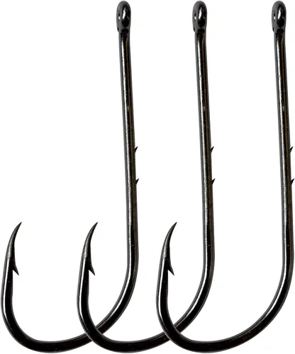 Miniatura 5 de Ganchos de pesca de cebo - 50/100 piezas de espiga de púas para cebo de pico de acero al carbono negro compensado anzuelos de pesca con 2 púas