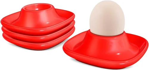 Miniatura 20 de Flexzion Taza de cerámica para huevos – 6 piezas de soporte duro para huevos duros y soporte para huevos hervidos suaves, taza de huevo blanco