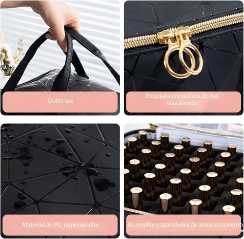Miniatura 3 de Uross Bolsa Organizadora de Esmalte de Uñas Contiene 42 Botellas de Esmalte de Uñas y Lámpara de Uñas, Organizadores de Esmalte de Uñas en Gel