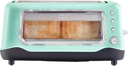 DASH Tostadora con ventana transparente - Diseño compacto con 7 niveles de tueste y ventana transparente, tostador grande de ranura extra ancha,