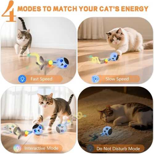 Miniatura 2 de Juguetes para gatos, juguetes interactivos para gatos de interior, juguete electrónico recargable por USB, juguete inteligente para gatitos, bola