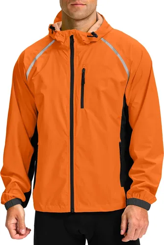 Miniatura 8 de Bikewa - Chaqueta de lluvia para hombre, impermeable, para ciclismo, con capucha, ligera, plegable, cortavientos para bicicleta, chaqueta de running