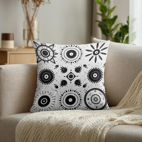 Miniatura 2 de Geometric Patterns Throw Pillow Covers, Black and White Designs Cushion Cases Digital Blended Hidden Zipperl Decorative Pillow Covers Square 16X16