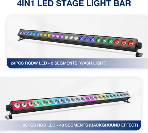 Miniatura 2 de Barra de luz de lavado de escenario para DJs: luces de lavado de pared RGBW de 120W con LED de fondo RGB - Control remoto IR APP y control DMX