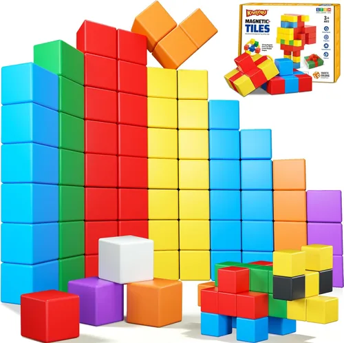 Bloques magnéticos, 32 piezas de bloques magnéticos de construcción para niños de 3 a 5 años, cubos magnéticos, juguetes STEM, juguetes educativos