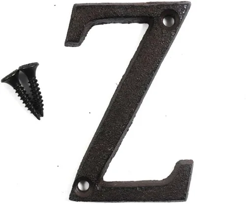 Miniatura 25 de Letras del abecedario de 3" en metal de hierro fundido decorativas, estilo clásico, para colgar letreros de pared, dirección, nombre, letrero