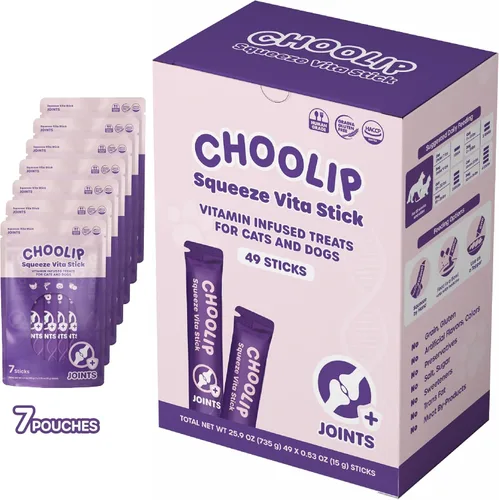 Miniatura 15 de Choolip Squeeze Vita Stick - Golosinas para lamer para gatos y perros, 49 unidades de atún y abadejo con calabaza, arándano y omega-3, caja con 7