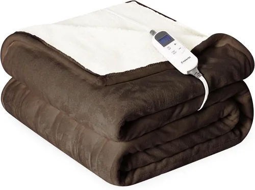 Miniatura 25 de Manta eléctrica térmica de 50"x60", manta de franela suave y sherpa reversible con 10 ajustes de calor, 12 configuraciones de temporizador y apagado