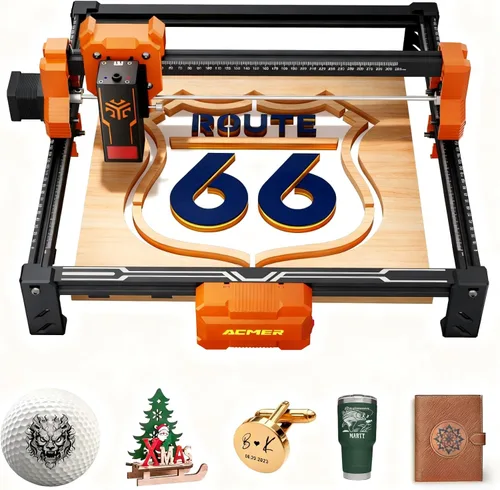 Miniatura 10 de ACMER S1 Grabador láser de 2500mW, máquina compacta de grabado y corte de escritorio para manualidades DIY, pequeñas empresas y creadores, área