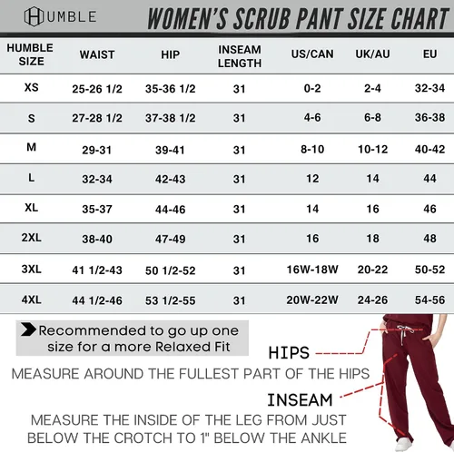 Miniatura 7 de HUMBLE Scrubs Pantalón Cordón Mujeres Pierna Recta Uniforme Médico
