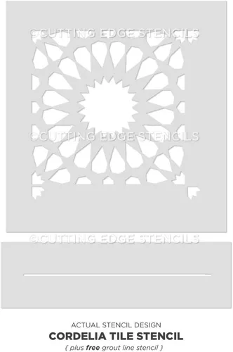 Miniatura 4 de Cordelia - Plantilla de azulejos para pintar pisos de azulejos, plantillas de azulejos reutilizables para pisos de linóleo y cemento, pinta tu viejo