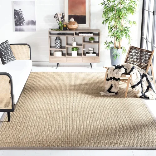 Miniatura 41 de Safavieh Natural Fiber NF114P - Alfombra redonda de hierba marina, tejido de canasta, con borde, de 244 cm, color gris Natural/ gris