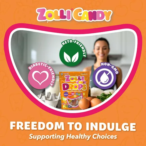 Miniatura 4 de Zolli Fruit Drops Clean Teeth Candy sin azúcar con xilitol, sin colorantes, apto para dieta keto y diabética, golosinas aprobadas por dentistas