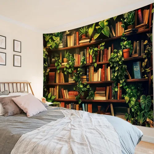 Miniatura 26 de HVEST Tapiz de cactus con diseño de plantas suculentas del desierto tropical en estante de madera, tapiz para colgar en la pared, acuarela botánica