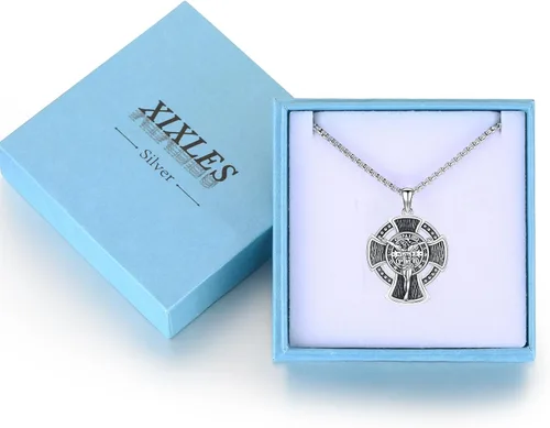 Miniatura 413 de Collar con colgante de plata de ley 925 con medalla de San Patrón, joyería religiosa para hombres y mujeres, con cadena de acero inoxidable 316L