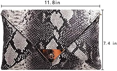 Miniatura 2 de Bolso de mano con diseño de piel de serpiente para mujer, bolso de hombro con cadena