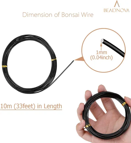 Miniatura 2 de BEADNOVA Alambre de árbol bonsái de 98 pies, alambre de entrenamiento de árbol bonsái de aluminio negro para plantas de interior y exterior
