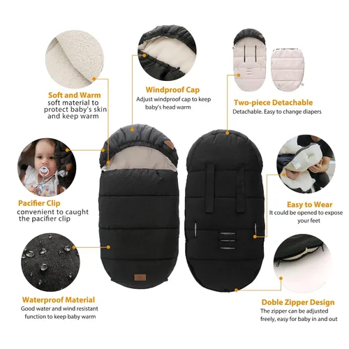 Miniatura 4 de LAT - Saco de dormir para bebé, cálido, universal, saco de dormir para cochecito para clima frío, saco impermeable para niños pequeños