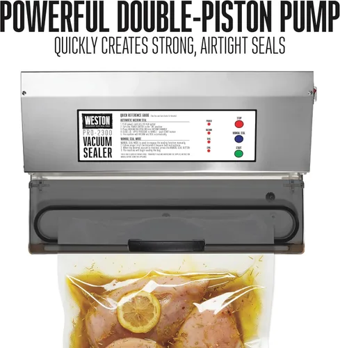 Miniatura 5 de Weston Marcas Máquina selladora al vacío para conservación de alimentos y vacío Sous Vide, barra extra ancha de 0.197 in para sellar bolsas de hasta