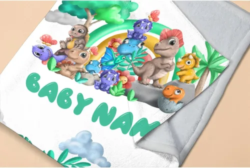 Miniatura 5 de Manta con nombre de bebé con diseño de dinosaurios, regalos para amantes de los dinosaurios, niñas, niños, adolescentes y adultos, mantas