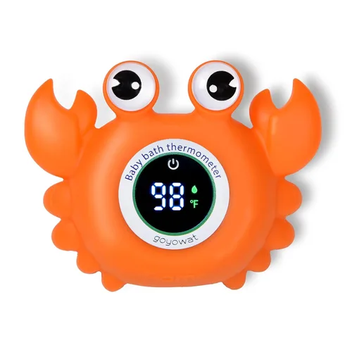 Miniatura 7 de Termómetro de baño para bebé, juguete de cangrejo – Termómetro digital flotante de agua con pantalla LED y alertas de color para bebés, bonito
