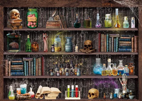 Mad Scientist Laboratory - Telón de fondo para Halloween, escuela mágica, espeluznante, calavera, veneno, boticario, bruja, cocina, Halloween,