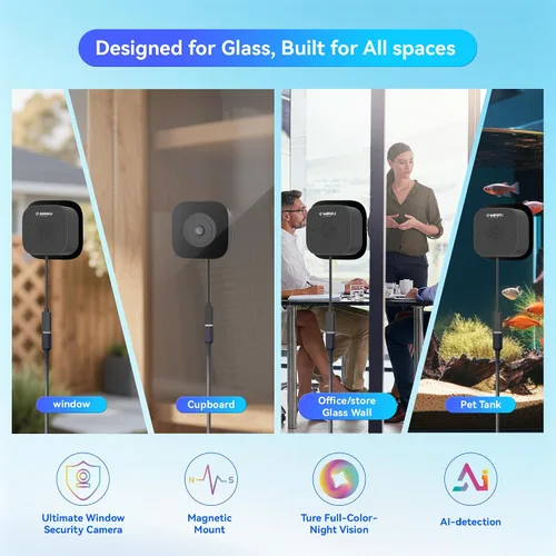 Miniatura 7 de Cámara magnética para ventana, cámara de seguridad para ventana con visión nocturna, cámara interior de 3MP 2K para seguridad del hogar, habilitada