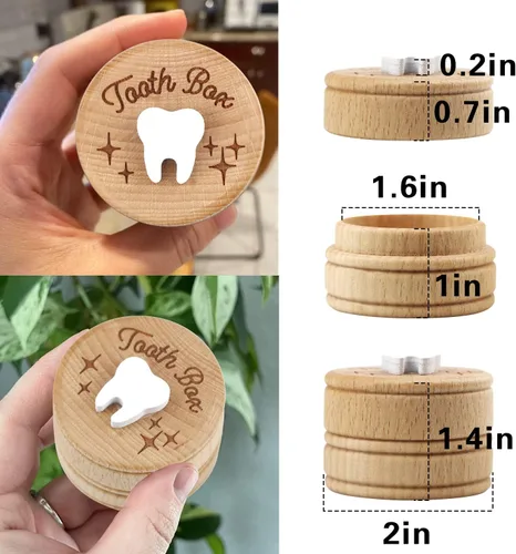 Miniatura 6 de Caja de madera de hadas de dientes caídos, caja de almacenamiento de recuerdos para niños y niñas, lindo soporte para dientes perdidos (1 pieza)