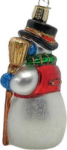 Miniatura 5 de Old World Christmas Adornos de muñeco de nieve con máscara facial Adornos soplados de vidrio para árbol de Navidad Multicolor