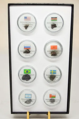 Miniatura 4 de Meteoritos de todo el mundo - Auténtica colección de fragmentos de meteoritos de 8 piezas con vitrina Regalo educativo de ciencia para niños
