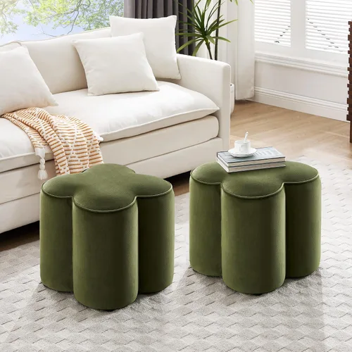 Miniatura 8 de Zesthouse – Otomana con forma de flor, reposapiés de terciopelo para sofá, taburete moderno para sala de estar, bonito taburete cuadrado