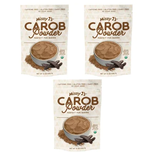 Miniatura 10 de Missy J's Polvo de algarrobo tostado orgánico de 8 onzas, paquete de 6 Hecho de algarroba, vegano y sin gluten Sustituto saludable sin cafeína