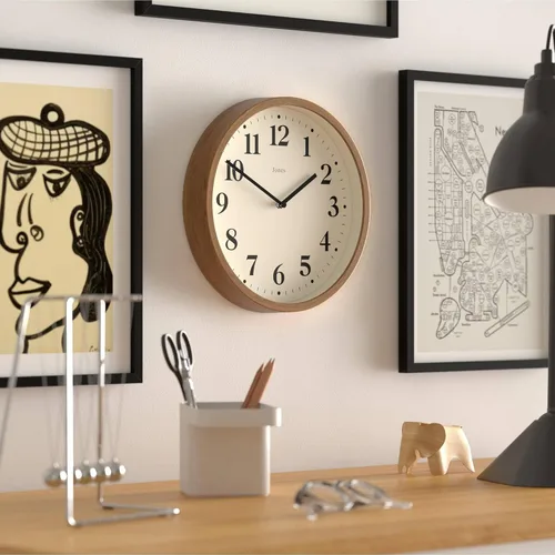 Miniatura 4 de JONES CLOCKS® Lodge - Reloj de pared Reloj moderno pequeño 10 pulgadas Madera sintética oscura Estilo contemporáneo clásico para cocina