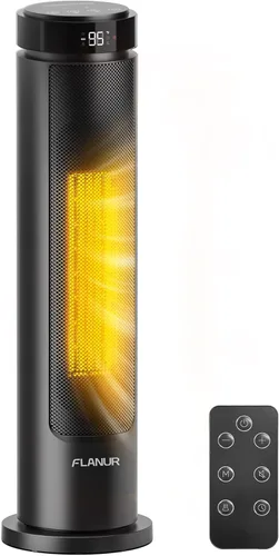 FLANUR Calentador de espacio, calentador portátil de 1500 W con control remoto, termostato, 5 modos, bloqueo infantil y protección de seguridad,