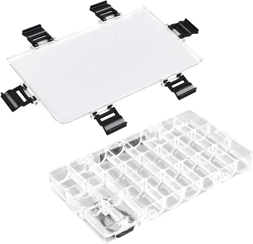Miniatura 8 de WANDIC Caja de paleta, 1 caja de acuarela de 36 pocillos, caja de paleta de almacenamiento para pintura acrílica y al óleo, contenedores de pintura