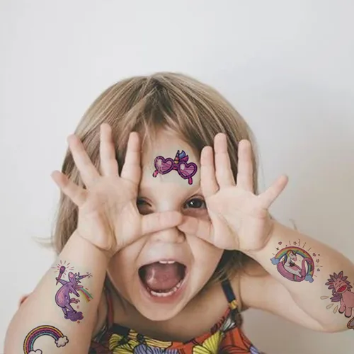 Miniatura 5 de CHARLENT Tatuajes con purpurina para niñas, 110 tatuajes temporales con purpurina para niñas, regalos de fiesta de cumpleaños, rellenos de bolsas