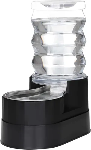 Miniatura 22 de RIZZARI Dispensador de agua grande para perros: 8L de gravedad elevada en negro, dispensador automático de acero inoxidable con cepillo Perla