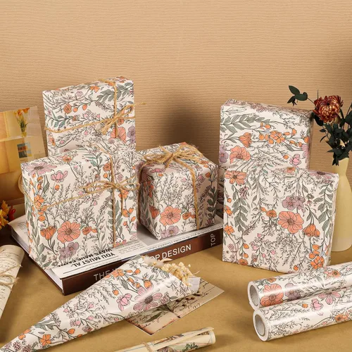 Miniatura 5 de Ywdbzjhs 1 rollo de papel de regalo de flores silvestres, 17 pulgadas x 33 pies, papel de regalo floral de jardín de flores silvestres