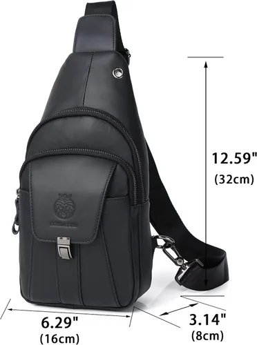 Miniatura 22 de LUKZIJAES Bolso bandolera de cuero genuino para hombre