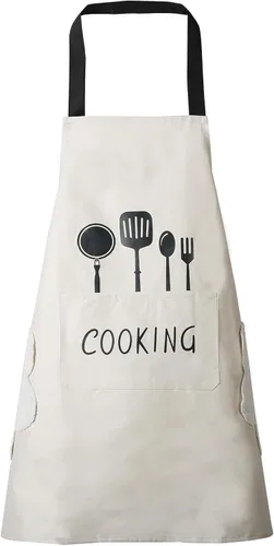 Miniatura 15 de DILLMAN Delantal de cocina para mujer con bolsillos para limpiar las manos, bolsillo grande, limpieza a mano, impermeable para cocinar y hornear