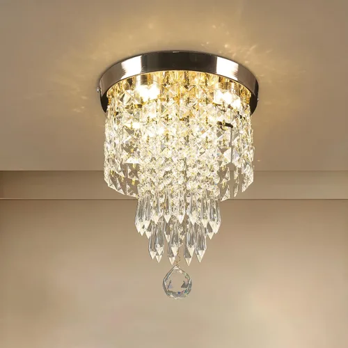 Miniatura 15 de Mini candelabro LED de cristal para techo, 2 capas, lámpara de techo empotrada, moderna iluminación para pasillo, escalera, cocina, baño