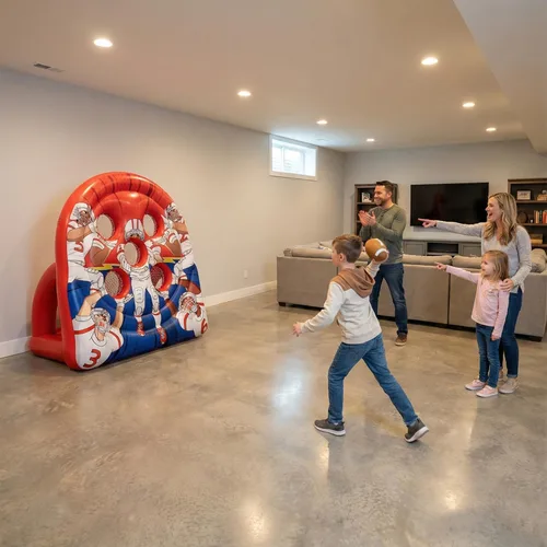 Miniatura 7 de Juego inflable gigante de lanzamiento de objetivos de fútbol de 6 pies, divertidos juegos de patio para interiores y exteriores para niños y Rojo