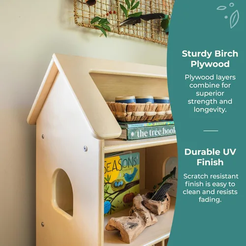 Miniatura 5 de Guidecraft EdQ - Estantería para casa de muñecas, color natural: estantes organizadores de madera para niños con contenedores de almacenamiento