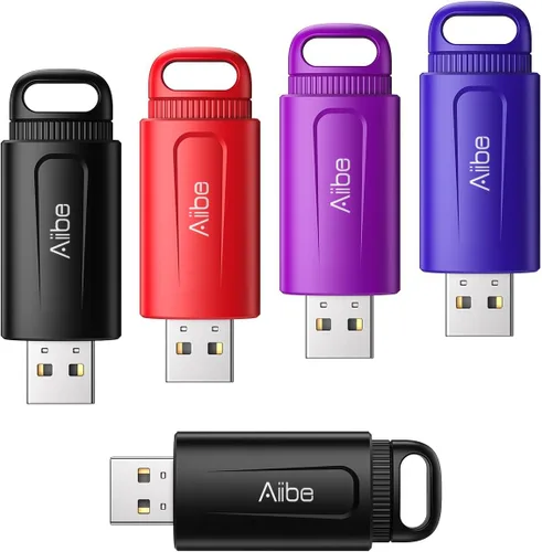 Miniatura 11 de Aiibe Unidad flash USB de 128 GB, paquete de 2 unidades – Unidad de memoria USB 2.0 de 128 GB con llavero (negro y rojo)